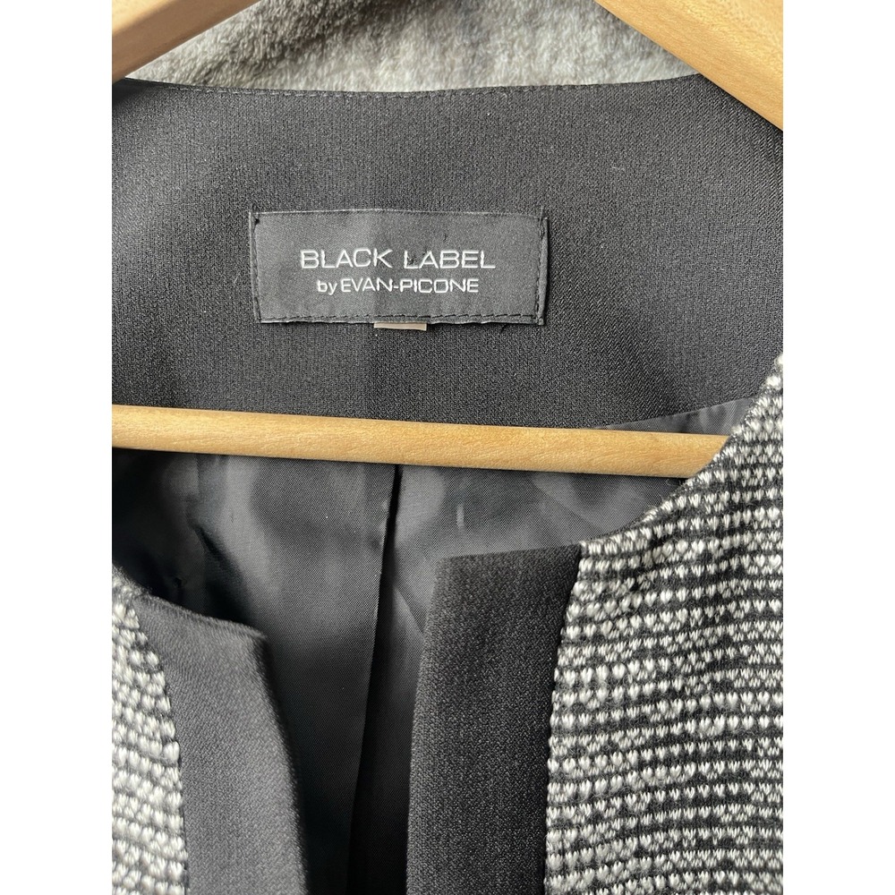 Black Label By Evan Picone Open Blazer Gray With Black Trim Womens Size L‎ - Picture 2 of 5